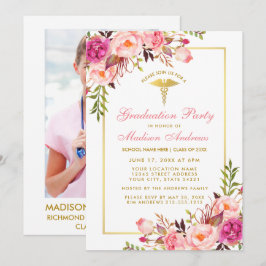 Invitación de Fiesta de enfermera graduada de oro