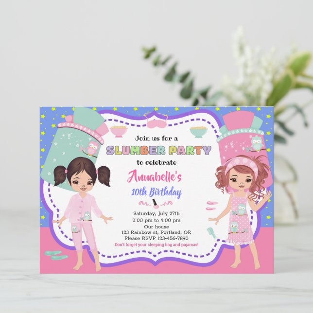 Invitación de fiesta de eslumones Invitación de cu (Anverso de pie)