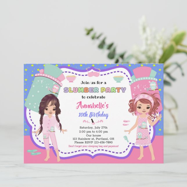 Invitación de fiesta de eslumones Invitación de cu (Anverso de pie)
