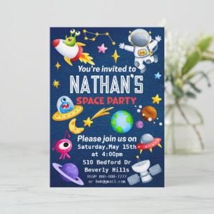 Invitación de fiesta de espacio editable