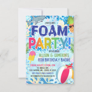 Invitación de fiesta de espuma para niños
