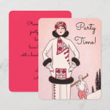 Invitación de fiesta de esquí de escena de nieve r