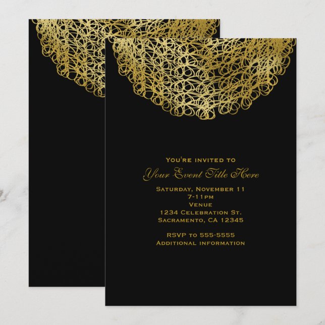 Invitación de fiesta de evento de círculo de oro n (Anverso / Reverso)