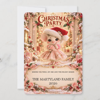 Invitación de fiesta de familia de ratón de Navida