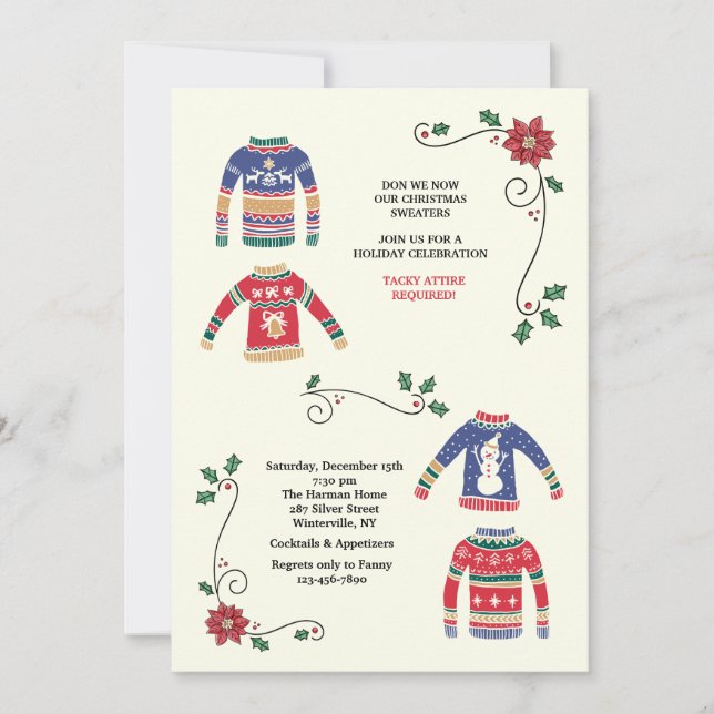 Invitación de fiesta de feriado de los sudaderos n (Anverso)