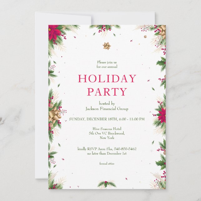 Invitación de fiesta de feriado de navidades (Anverso)