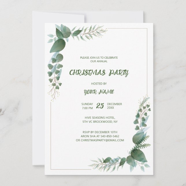 Invitación de fiesta de feriado de navidades (Anverso)