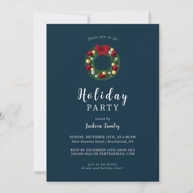 Invitación de fiesta de feriado de navidades (Anverso)