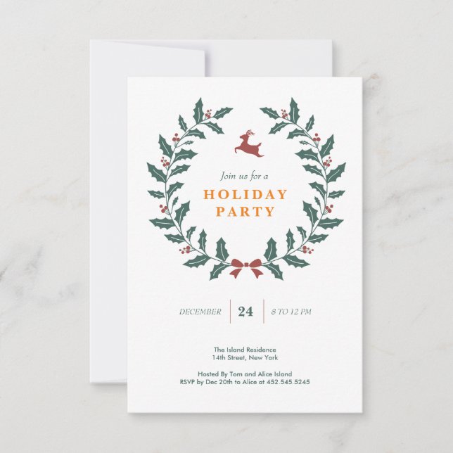 Invitación de fiesta de feriado de navidades (Anverso)