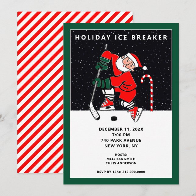 Invitación de fiesta de feriado de navidades (Anverso / Reverso)