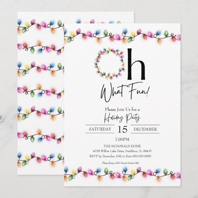 Invitación de fiesta de feriado de navidades (Anverso / Reverso)