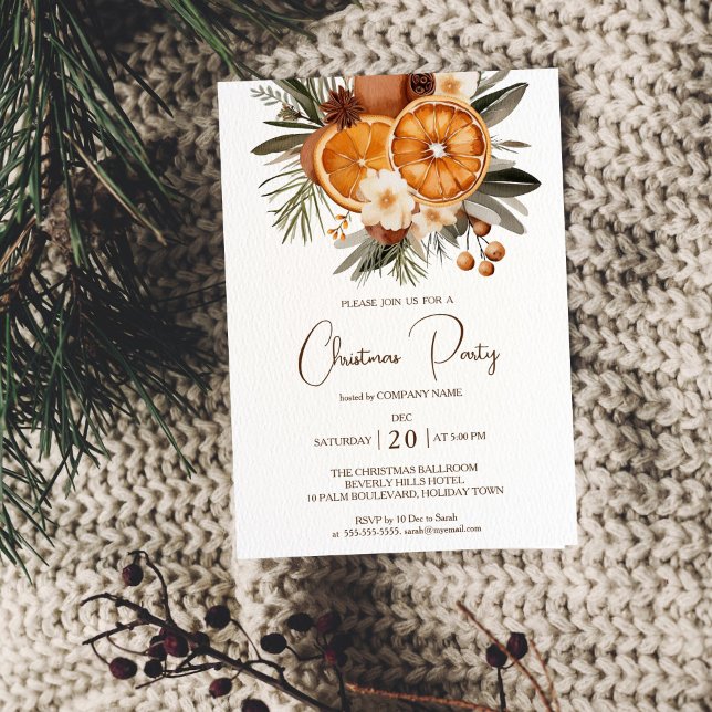 Invitación de fiesta de feriado de Navidades de Of (Office Company Christmas Holiday Party invitation template digital download rustic citrus witer art)