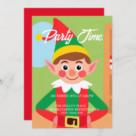 Invitación de fiesta de feriado de Navidades elf
