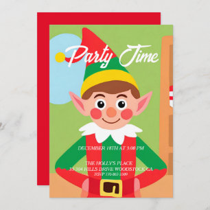 Invitación de fiesta de feriado de Navidades elf