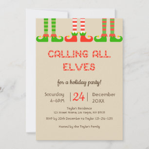 Invitación de fiesta de feriado de Navidades elves