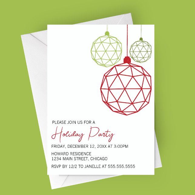 Invitación de fiesta de feriado de ornamento geomé (Modern Geometric Ornament Holiday Party Invitation | Christmas Party Invitation)