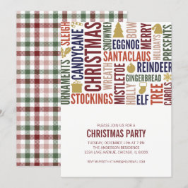 Invitación de fiesta de feriado de palabras navida