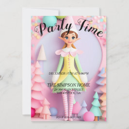Invitación de fiesta de feriado para Navidades elf