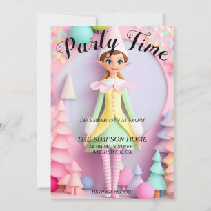 Invitación de fiesta de feriado para Navidades elf