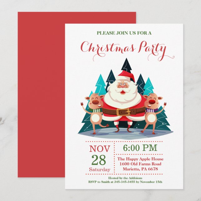 Invitación de fiesta de fiesta de navidades a Sant (Anverso / Reverso)