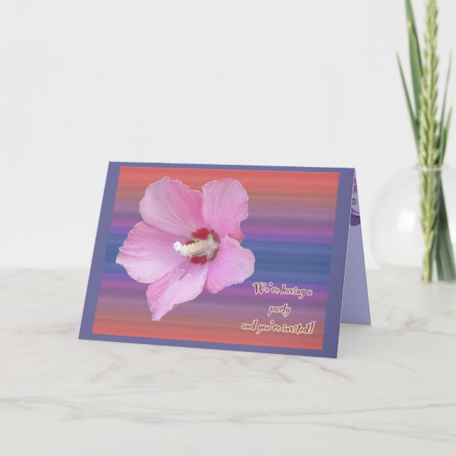 Invitación de fiesta de flor de Rosa de Sharon (Anverso)