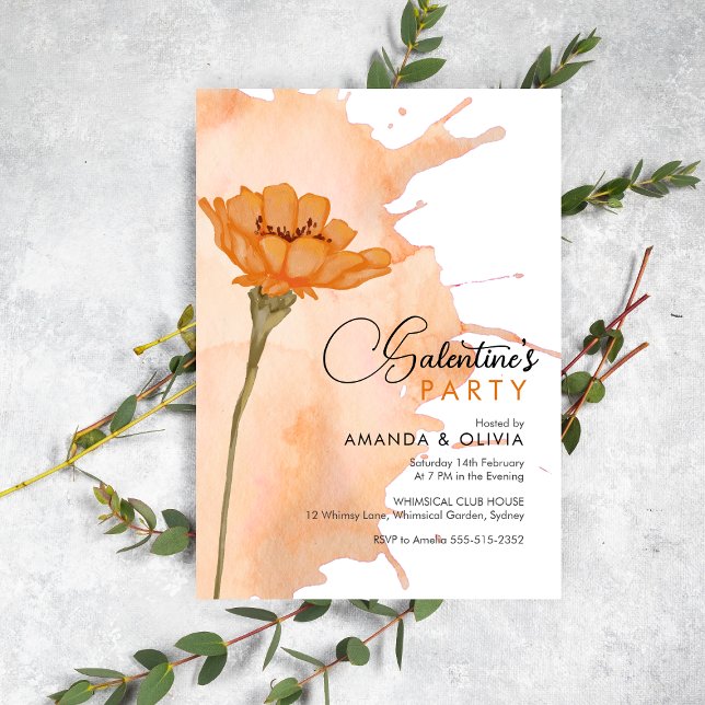 Invitación de fiesta de Floral Galentine, la moder (Subido por el creador)