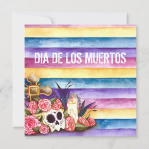 Invitación de fiesta de Floral Skull Dia de los Mu