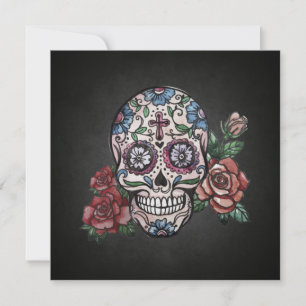 Invitación de fiesta de Floral Skull Dia de los Mu