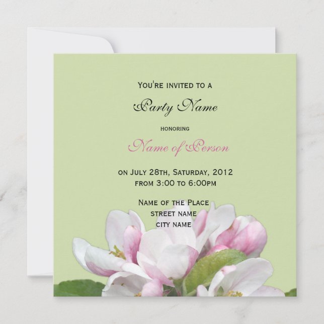 invitación de fiesta de flores de manzana (Anverso)