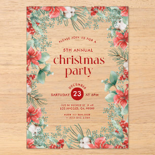 Invitación de fiesta de flores de Navidad