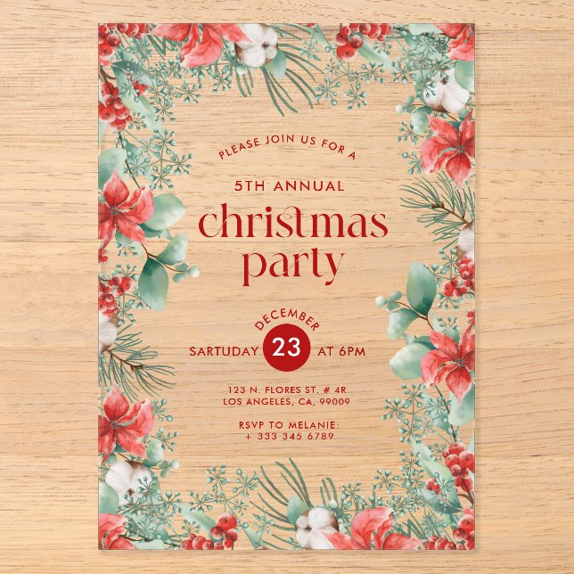 Invitación de fiesta de flores de Navidad (Anverso)