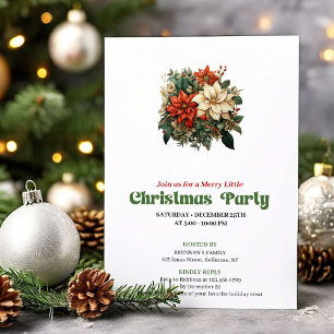 Invitación de fiesta de flores de Navidad vintage