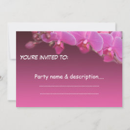 invitación de fiesta de flores de orquídea rosa