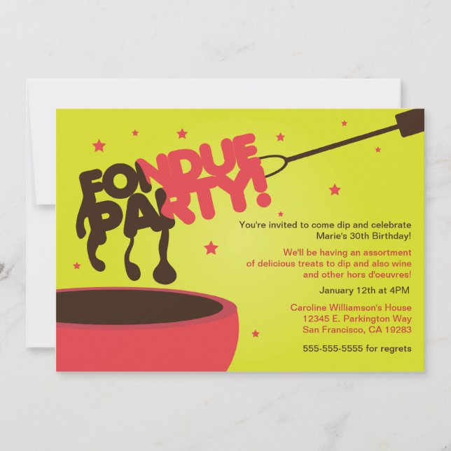 Invitación de fiesta de Fondue - Chocolate (Anverso)