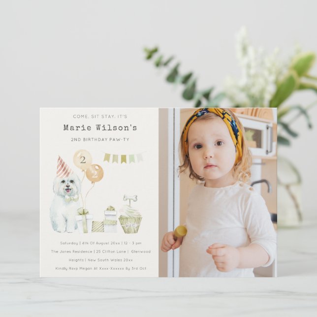 Invitación de Fiesta de foto de cumpleaños de perr (Anverso de pie)