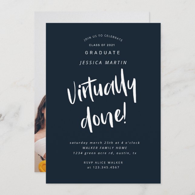 invitación de fiesta de fotos de graduación hecha  (Anverso / Reverso)