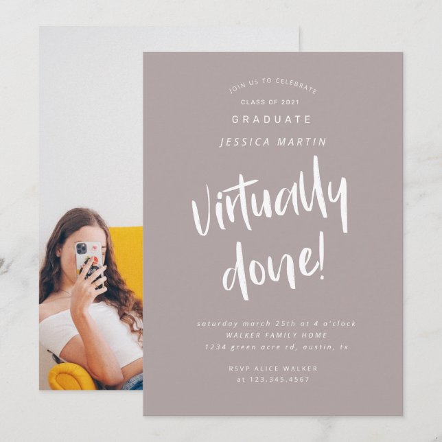 invitación de fiesta de fotos de graduación hecha  (Anverso / Reverso)