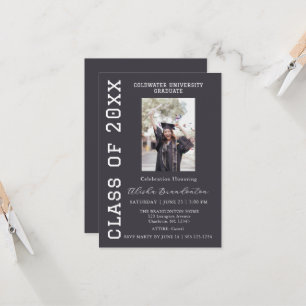 Invitación de fiesta de fotos de graduado con feli