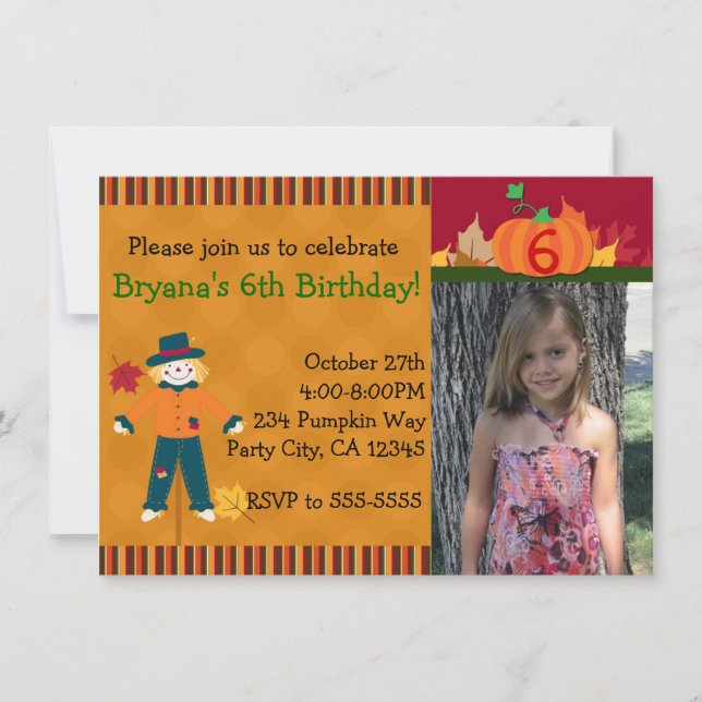 Invitación de fiesta de fotos de otoño de espantap (Anverso)