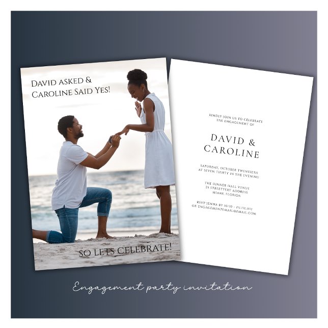 invitación de fiesta de fotos simple y moderna (personalized modern simple photo engagement party invitation )