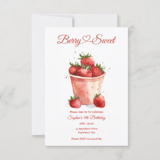 Invitación de fiesta de fresa dulce