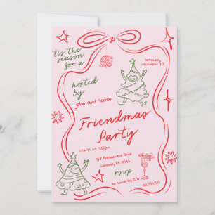 Invitación de fiesta de Friendmas de Navidad con g