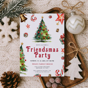 Invitación de fiesta de Friendsmas dibujada a mano
