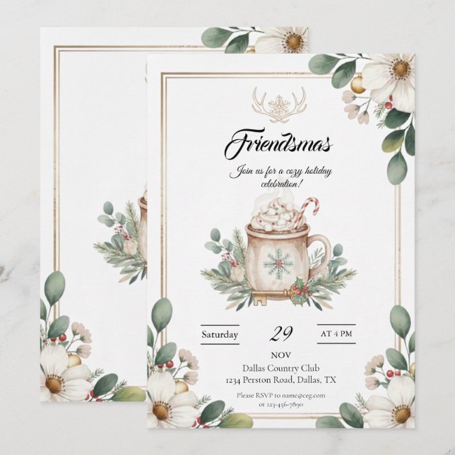 Invitación de Fiesta de Friendsmas Festiva para Im (Anverso / Reverso)