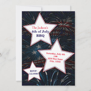 Invitación de fiesta de FUEGOS ARTIFICIALES y ESTR