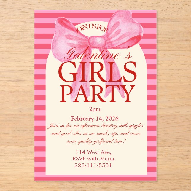 Invitación de fiesta de Galantinas de acrílico (Anverso)