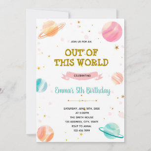 Invitación de fiesta de galaxia fuera de este mund