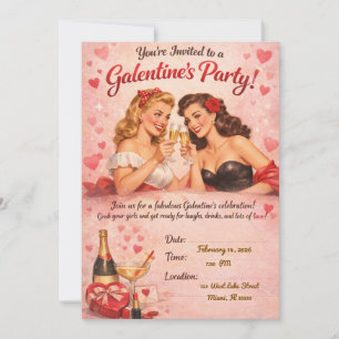 Invitación de fiesta de Galentine’s al estilo pin-