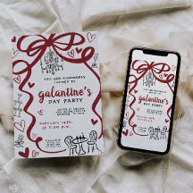 Invitación de fiesta de Galentines caprichosa a ma