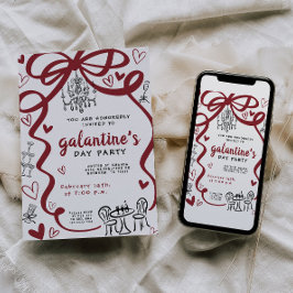 Invitación de fiesta de Galentines caprichosa a ma